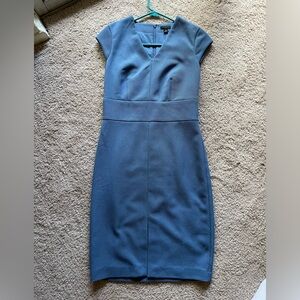 Ann Taylor Blue Midi Dress with Cap Sleeves